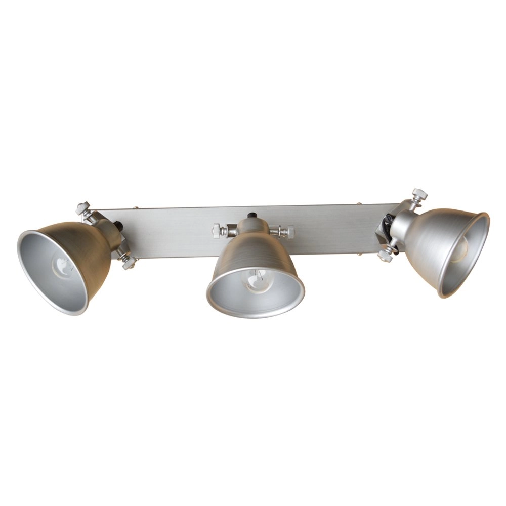Stoere plafondspots Industrial 3-lichts antiek zink
