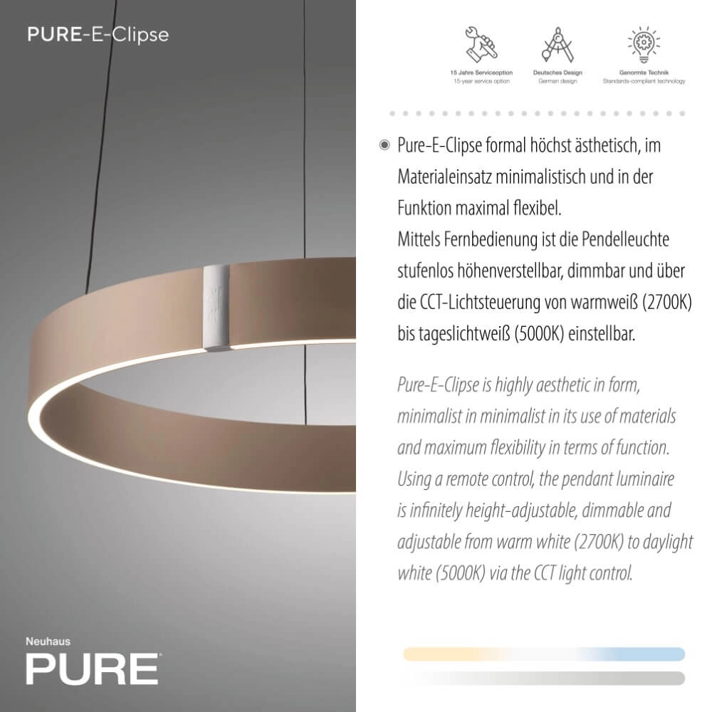 Ronde hanglamp Pure E-Clipse brons Ø 50cm Paul Neuhaus 4012248386408