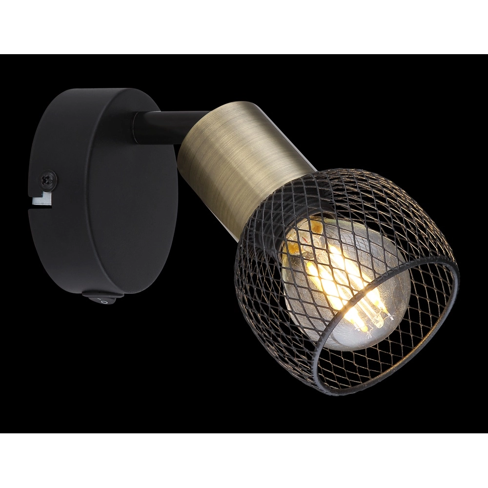 Wandlamp Fiastra zwart met gaas Globo 9007371424115