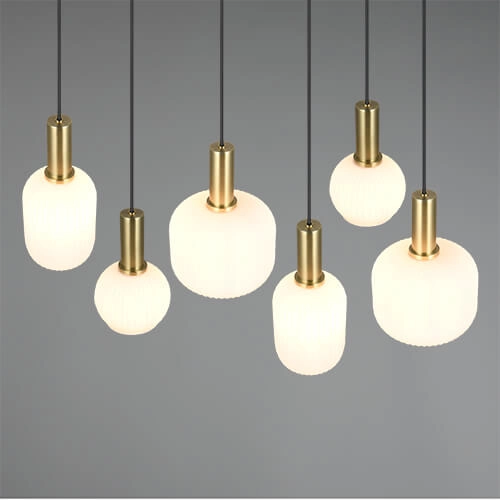 Eetkamer hanglamp Diva 6-lichts - wit glas Trio 4017807614510