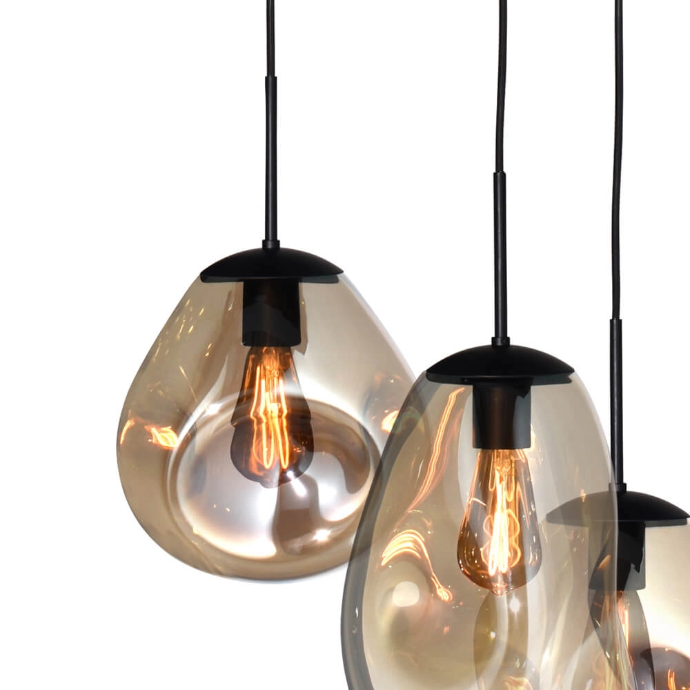 Hanglamp Lava Oval 6x goud glas Masterlight 8718121290119