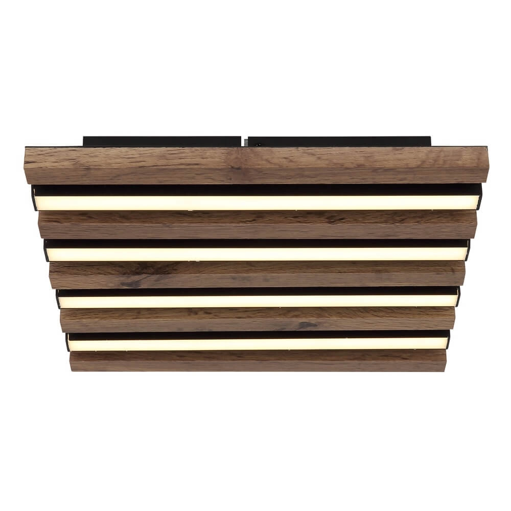 Plafondlamp Hayden zwart met hout vierkant 30cm Globo 9007371507641
