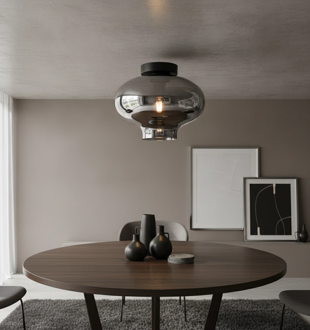 Plafondlamp Toronto met titan glas