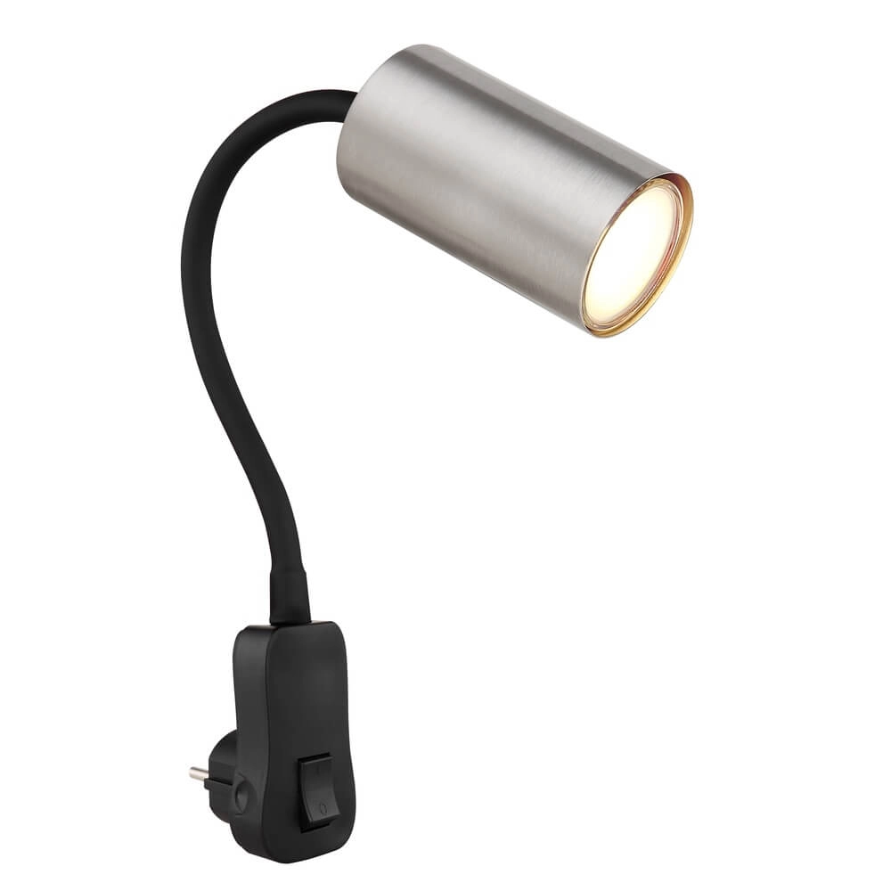 Zwarte lamp Robby stopcontact met nikkel Zwarte lamp Robby stopcontact met nikkel