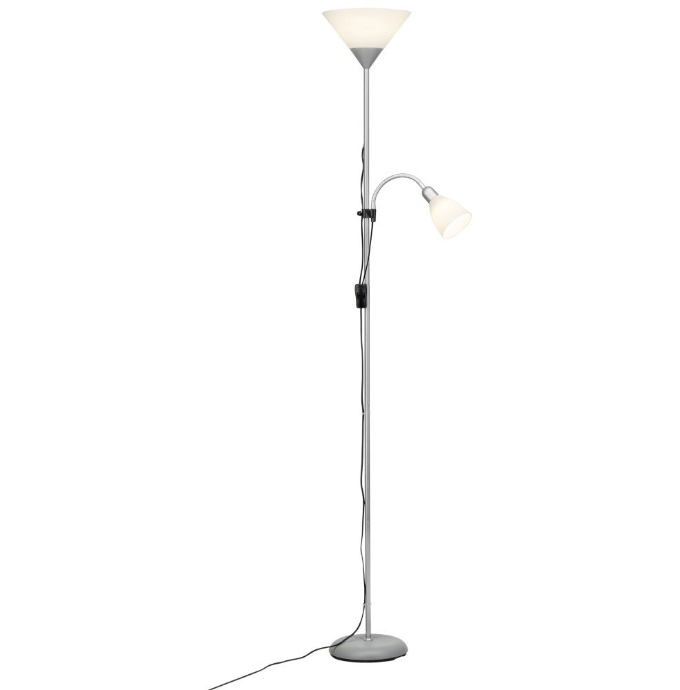 Vloerlamp Spari Led 2-lichts 180cm metaalgrijs met wit Vloerlamp Spari Led 2-lichts 180cm metaalgrijs met wit