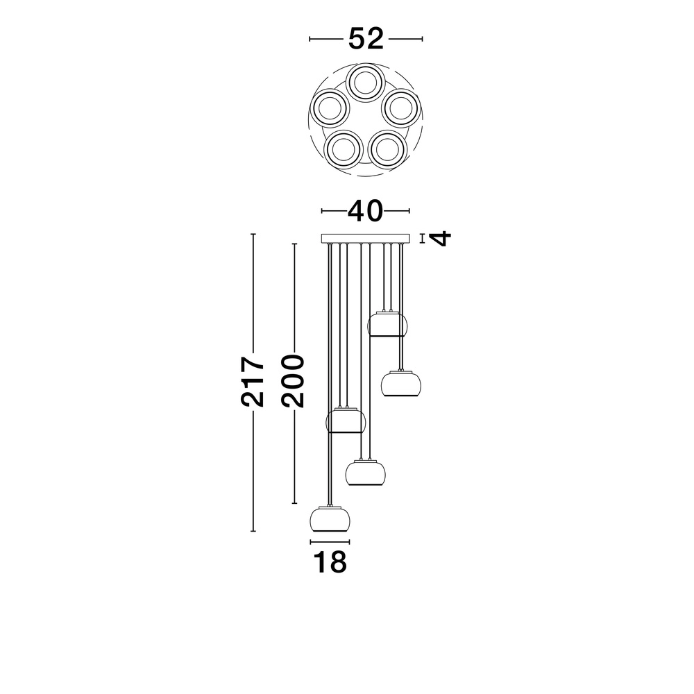 Moderne hanglamp Bios 5-lichts zwart Lyora 5212017458537