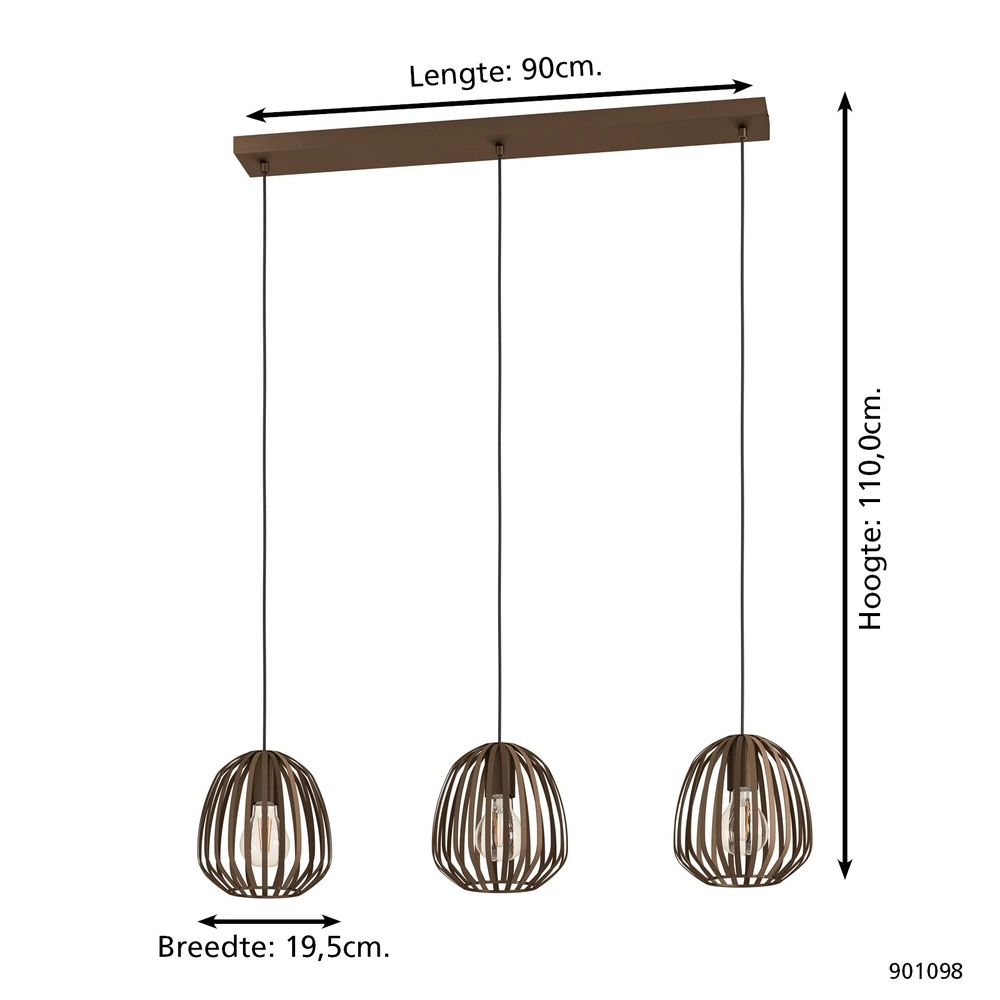 Bronzen eettafellamp Espinal Ø 19,5cm - 3x E27 Eglo 9008606312597
