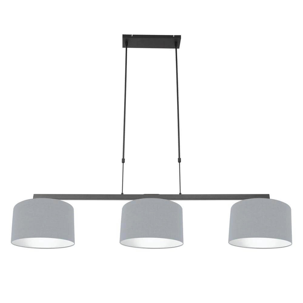 Hanglamp 3-lichts Stang zwart met kap lichtblauw Steinhauer 8712746175424