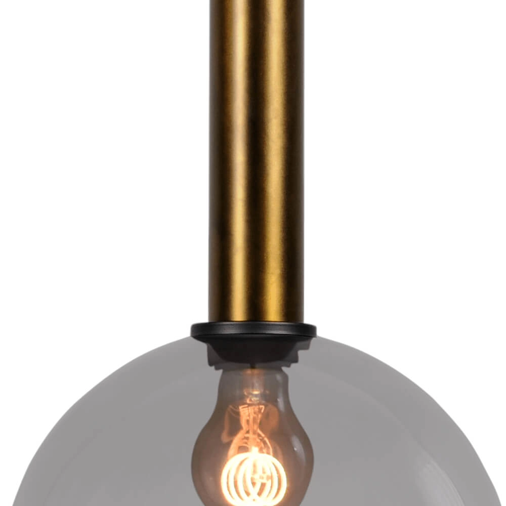 Hanglamp Ø 25cm Bella 2 Antiek messing met smoke glas Masterlight 8718121334097