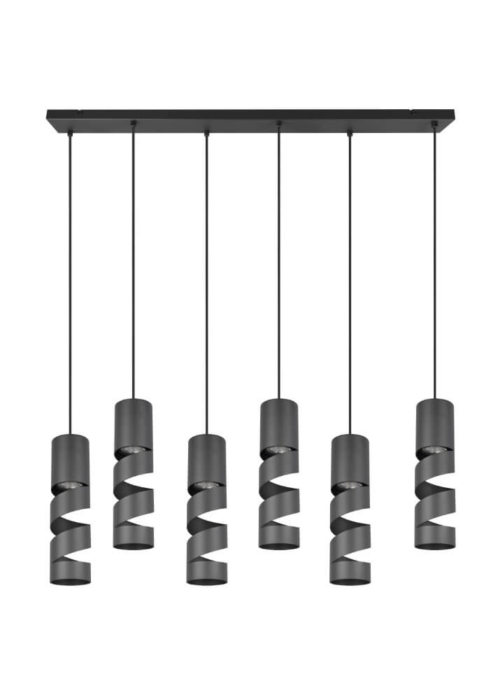 6-lichts koker hanglamp Stream zwart Trio 4017807614022