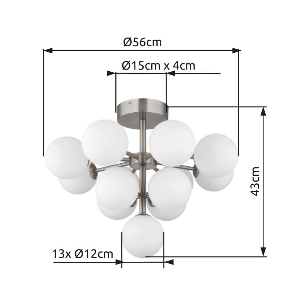 Nikkel plafondlamp Grappy 13-lichts Globo 9007371459124