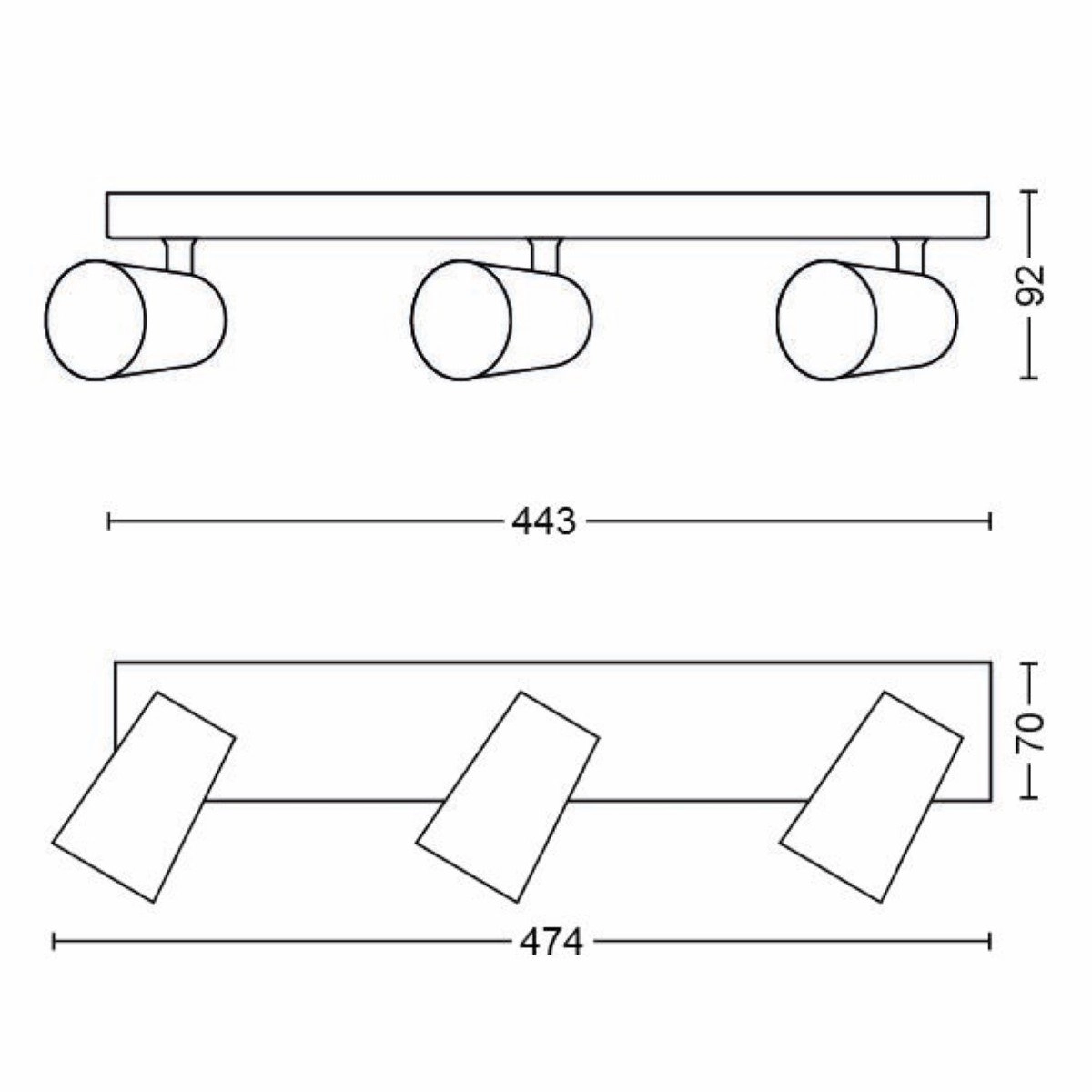Opbouwspot Paisley 3-lichts grijs Philips 8718696164693