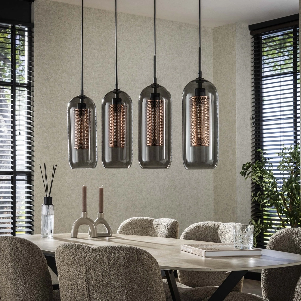 4L hanglamp Smoke E27 - zwart met roodkoper Lyora 8716803512139
