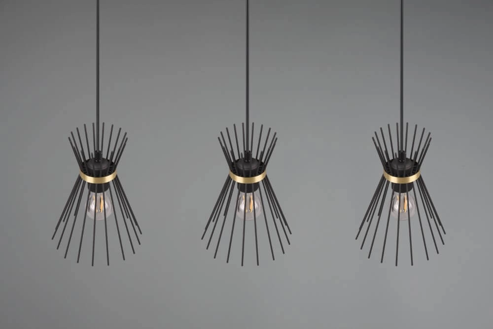 Hanglamp Rod design zwart 3-lichts Trio 4017807576771