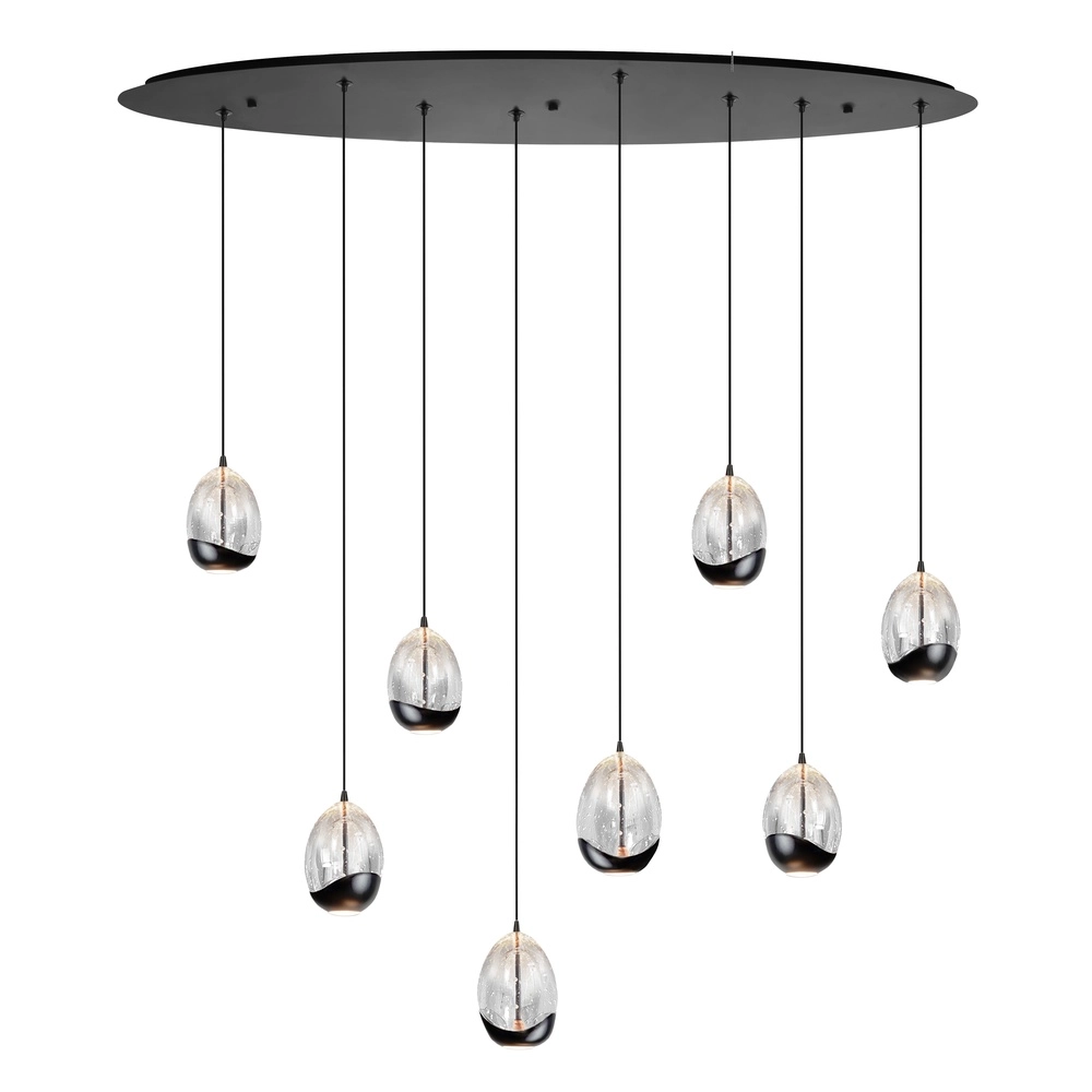 Hanglamp Clear Egg zwart 8-lichts ovaal