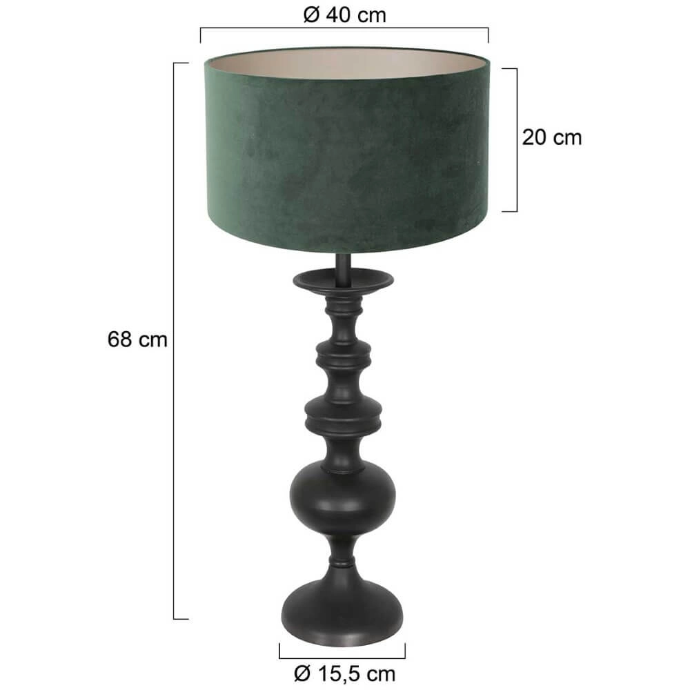 Klassieke schemerlamp Lyons C met groene velours kap Steinhauer 8712746166781