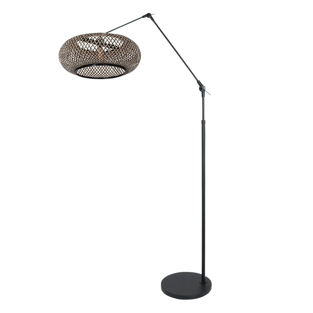 Vloerlamp Prestige Chic rotan en zwarte kap Steinhauer 8712746183610