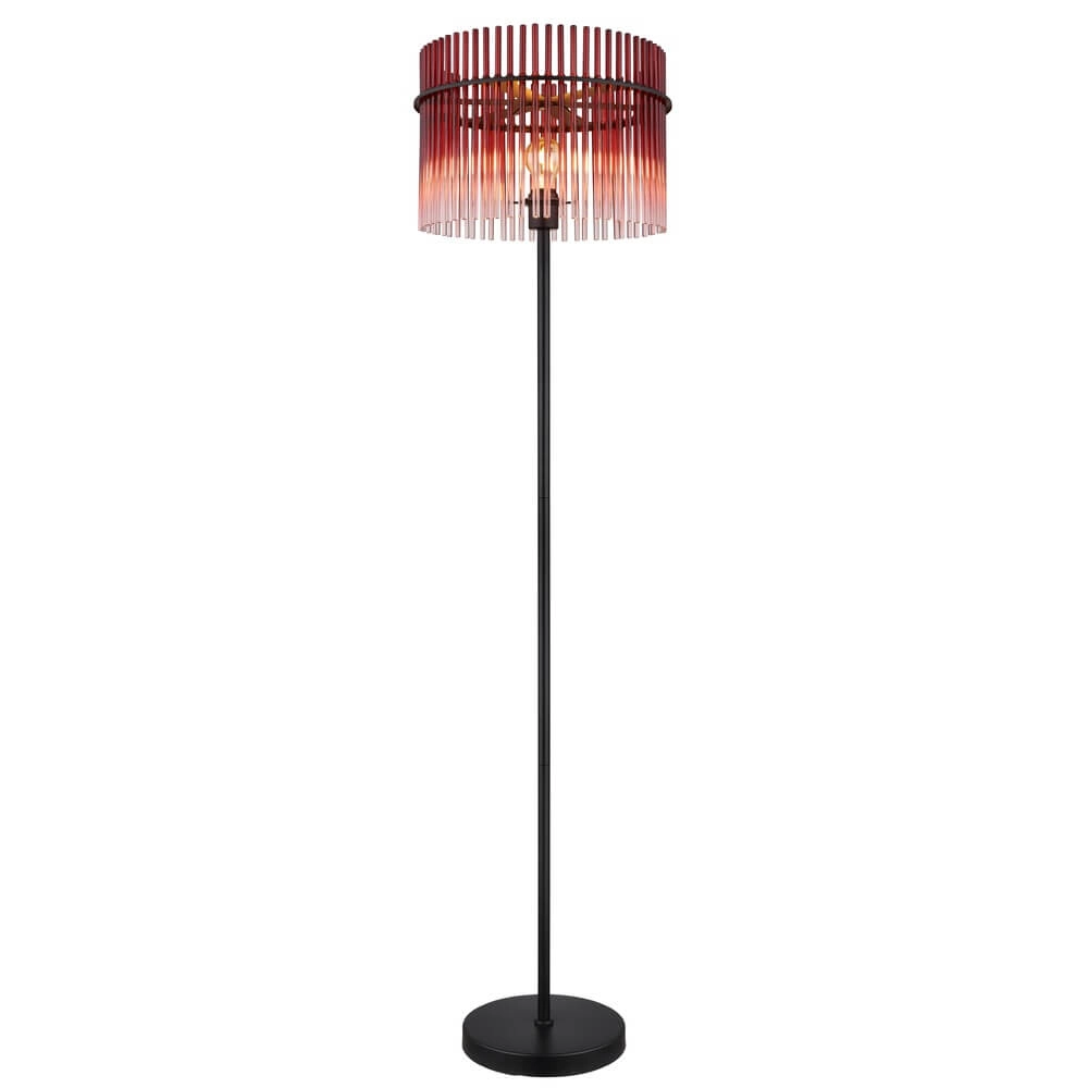 Zwarte vloerlamp Gorley met rood glas Ø 38cm