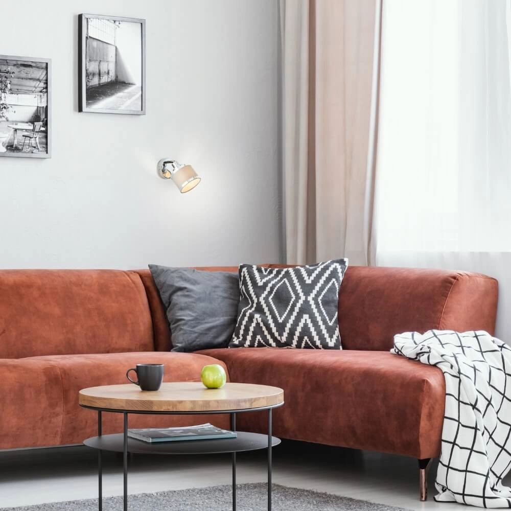 Chroom met grijs wandlampje Alexia design Brilliant 4004353424137