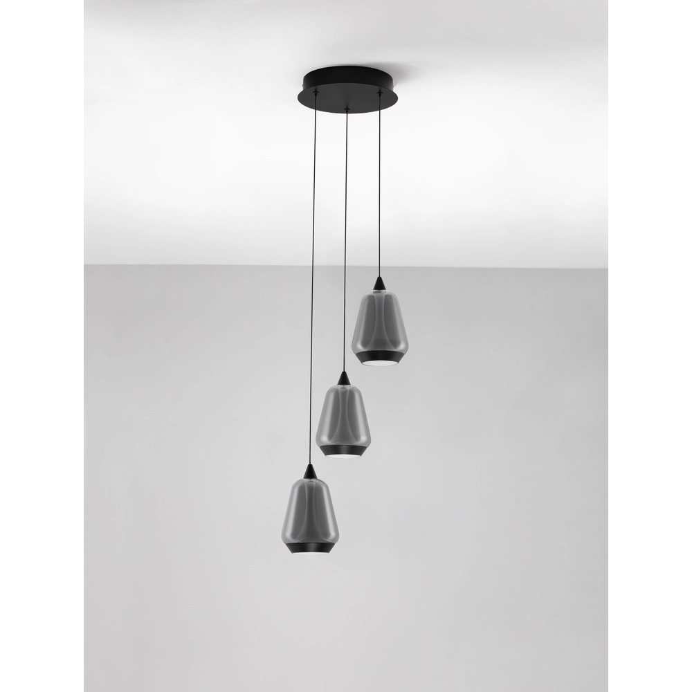 Design hanglamp Alish 3-lichts smoke glas Lyora 5212017477705