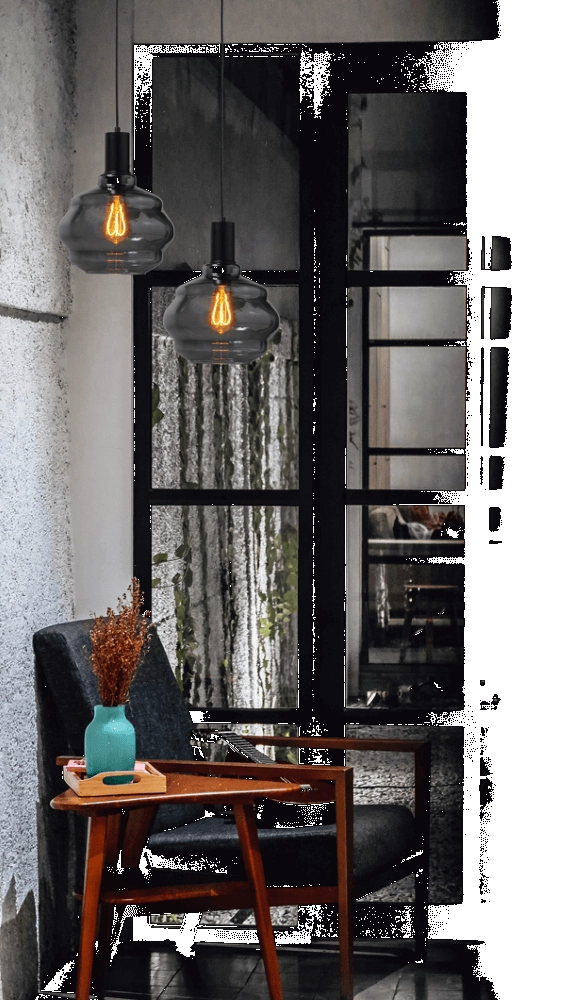 Hanglamp zwart Porto met Ball smoke glas - Ø 24cm Masterlight 8718121269283
