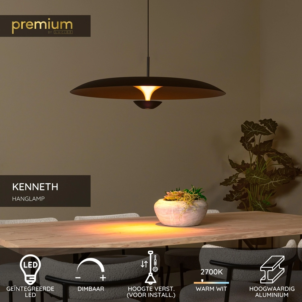 Design hanglamp Kenneth zwart Ø 80cm Premium by Lucide 5411212410450