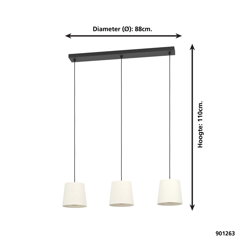 Hanglamp Febres 3x E27 - zand Eglo 9008606312795