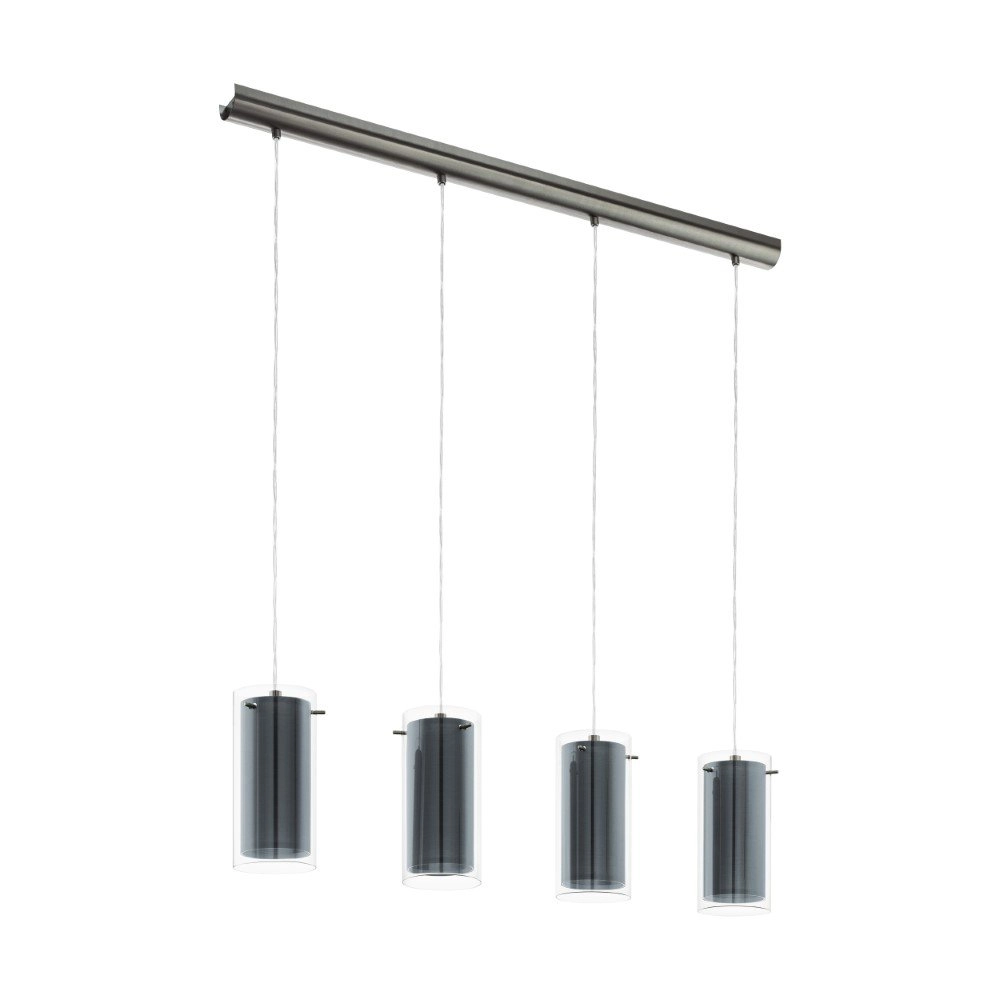 Eetkamer hanglamp Pinto Textil 4-lichts met smoke glas Eetkamer hanglamp Pinto Textil 4-lichts met smoke glas