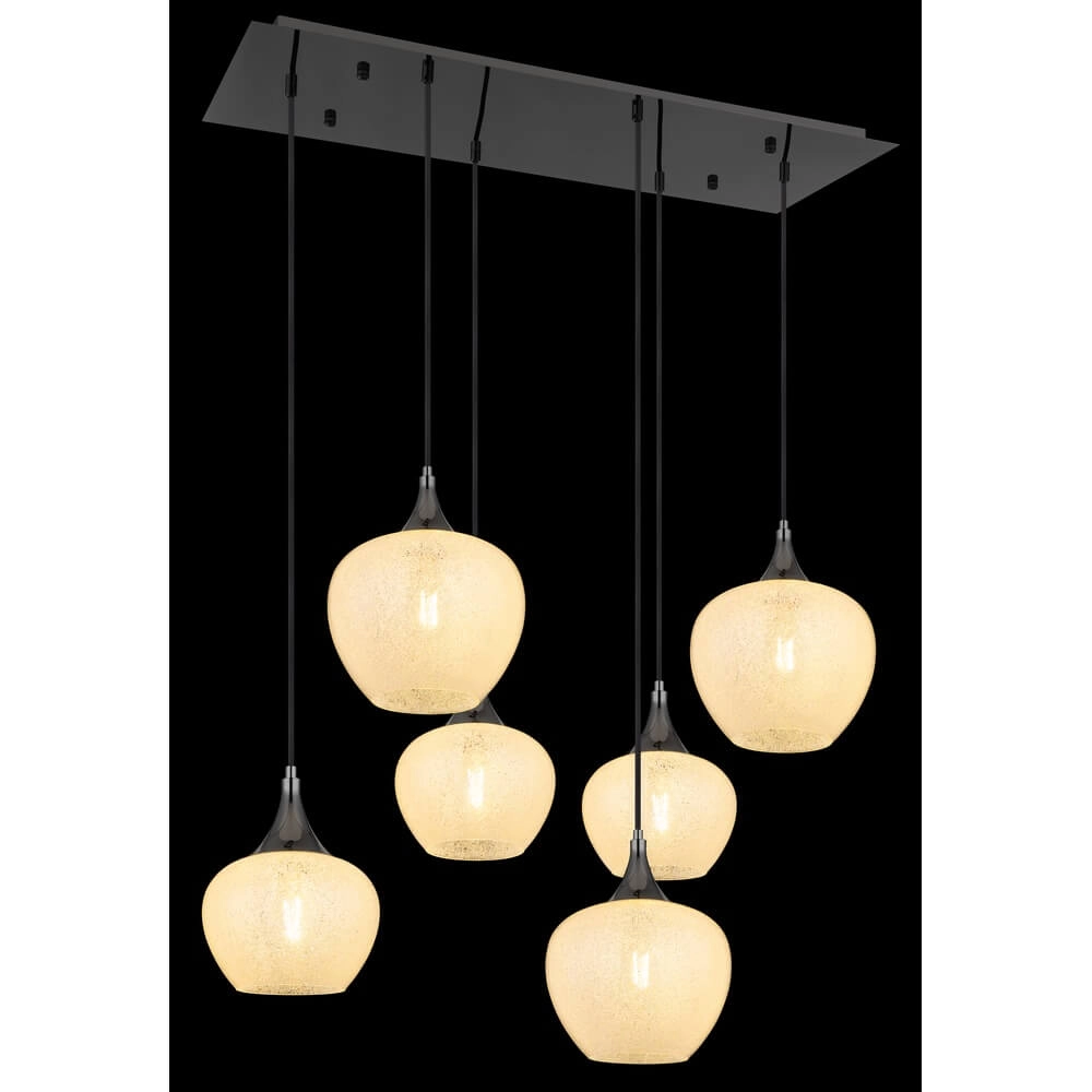 Antraciet hanglamp Maxy met wit glas 6-lichts Globo 9007371453184