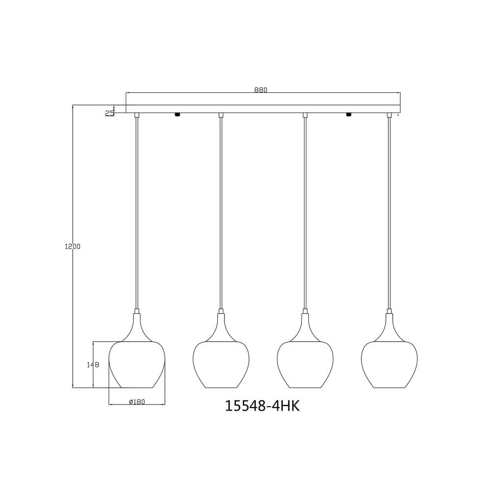 Antraciet hanglamp Maxy met wit glas 4-lichts Globo 9007371456178