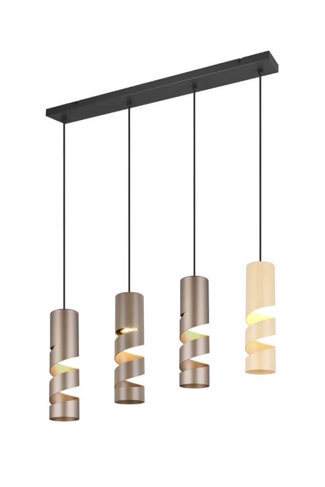 4-lichts koker hanglamp Stream bruine tinten