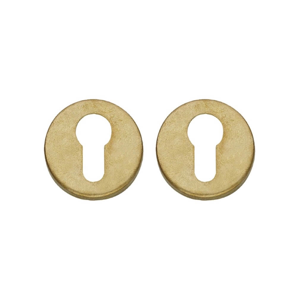 Set van 2 cilinderrozetten Tira rond messing getrommeld
