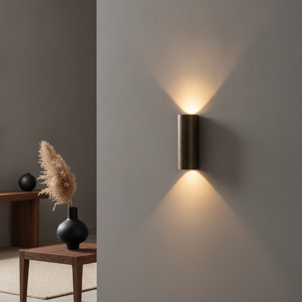 Strakke wandspot Brody 2 dim to warm donker antiek bruin