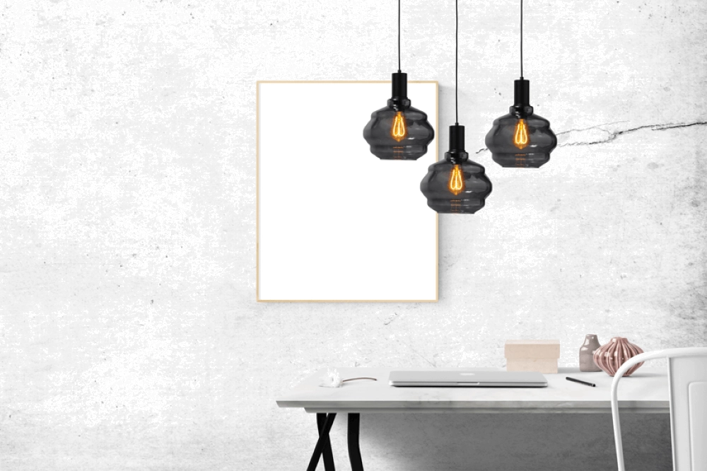 Hanglamp zwart Porto met Ball smoke glas - Ø 24cm Masterlight 8718121269283