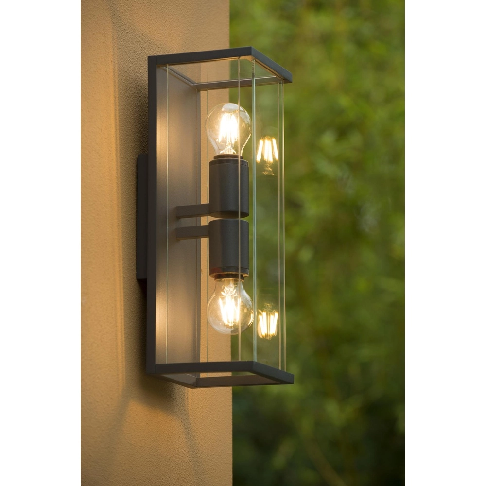 Strakke wandlamp Claire dubbel antraciet Lucide 5411212271495