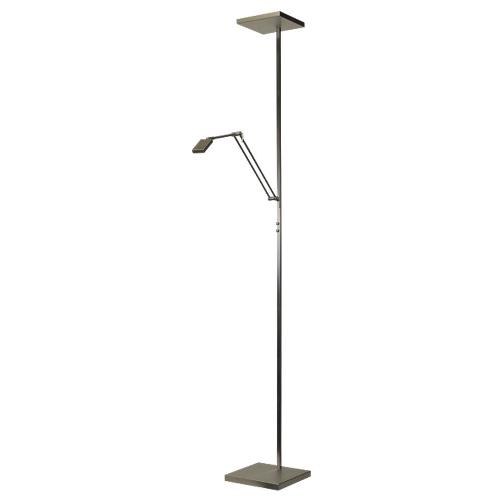 Vloerlamp uplight Denia 1 2-lichts 185cm nikkel mat