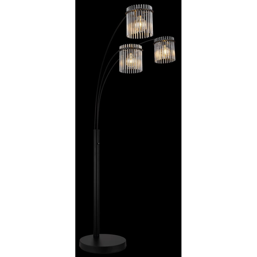 Zwarte vloerlamp Gorley met smoke glas 3-lichts Globo 9007371478019