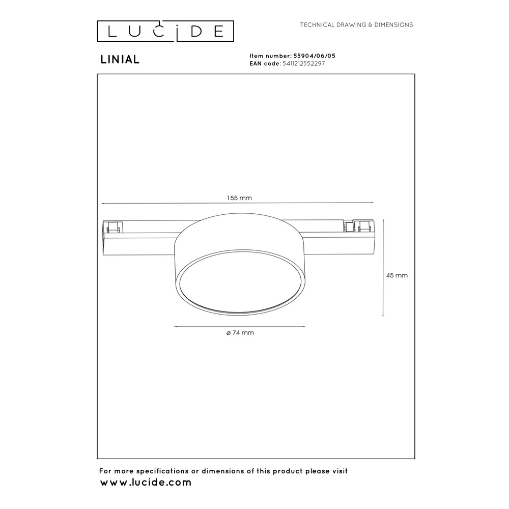 1-fase railspot Linial Fixt champagne Premium by Lucide 5411212552297