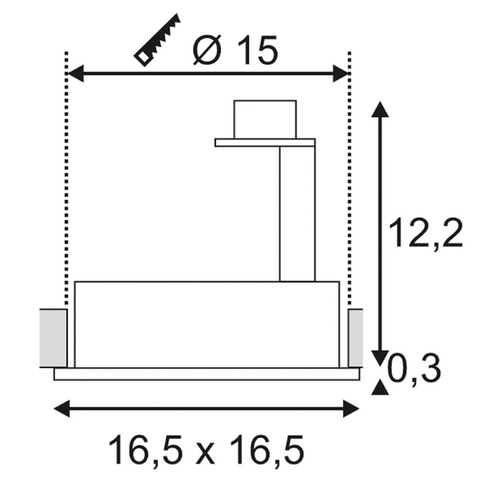 Inbouwspot New Tria ES111 1 Square 16,5cm wit SLV 4024163101806
