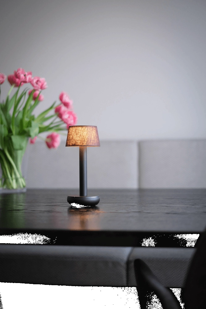 Oplaadbare tafellamp Two Black Brown linnen Humble 7446023312370