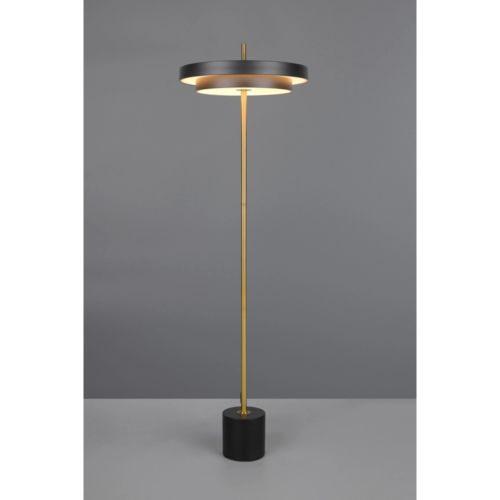 Moderne vloerlamp Keaton zwart met goud Trio 4017807655926