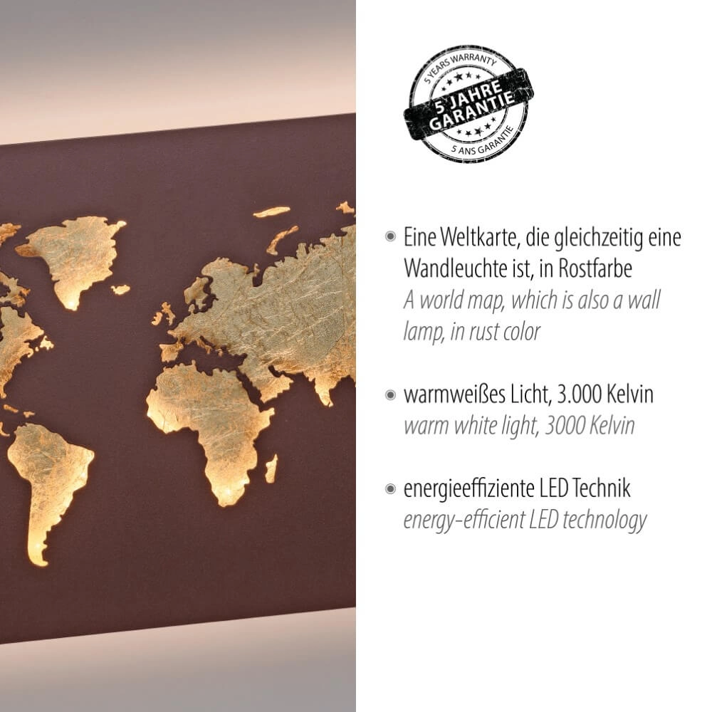 Wandlamp Map roest bruin Paul Neuhaus 4012248376034