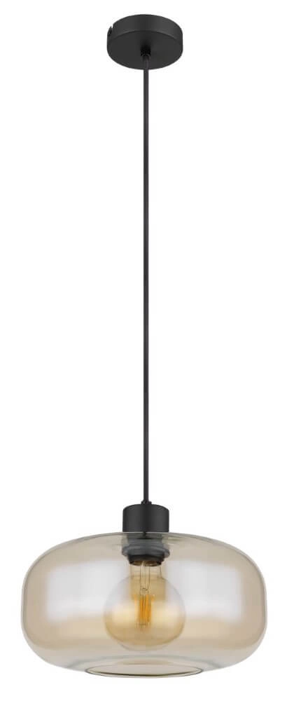 Zwarte hanglamp Giuseppe amber glas Globo 9007371444212