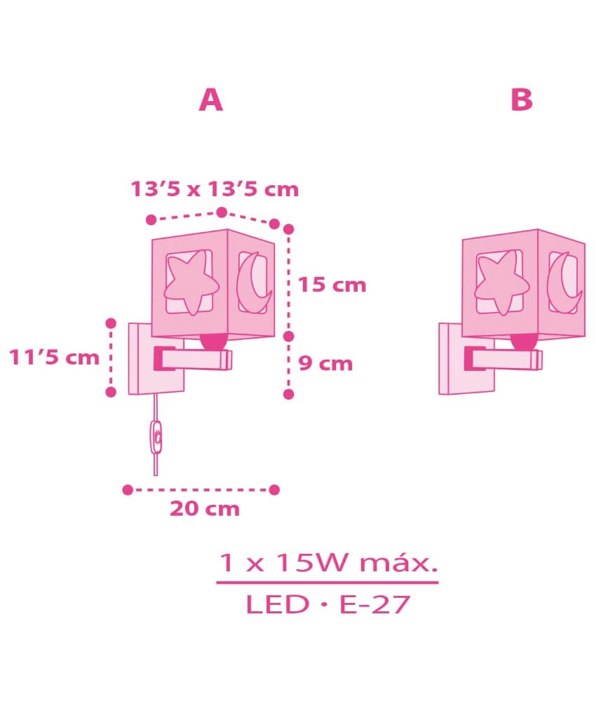 Roze wandlamp Moonlight voor kinderkamer Dalber 8420406001920