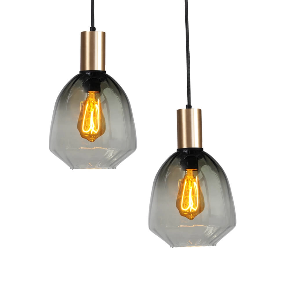 6-lichts hanglamp - goud - Porto met Nicolette green glazen Masterlight 8718121270647