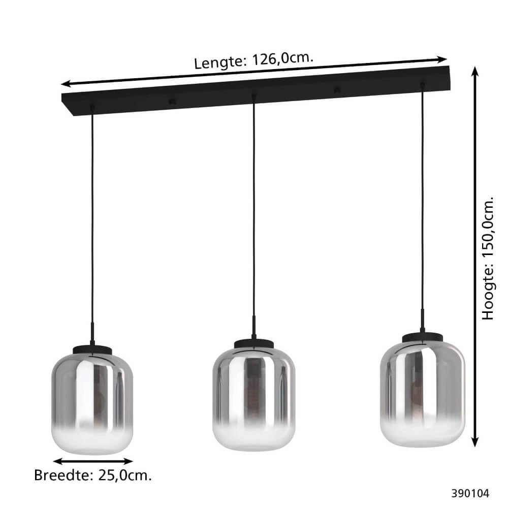 Zwarte hanglamp Bulciago 3-lichts Stars of Light 9008606229277