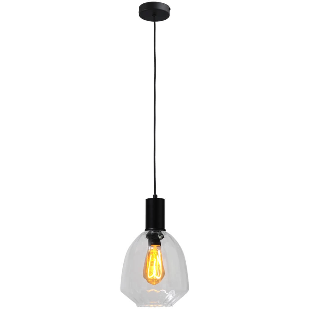 Hanglamp zwart Porto met Nicolette clear glas - Ø 20cm Masterlight 8718121269368