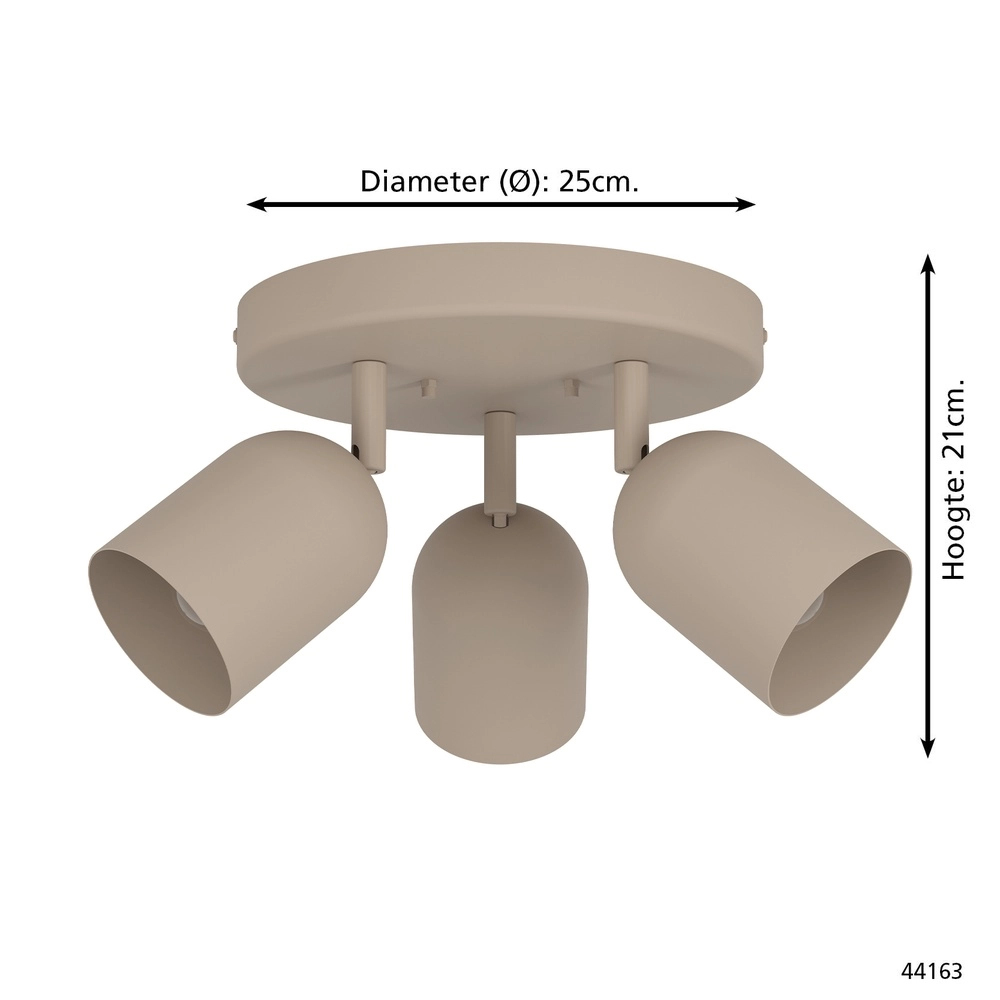 Design plafondspot Tilston 3-lichts zand bruin Eglo 9008606359738