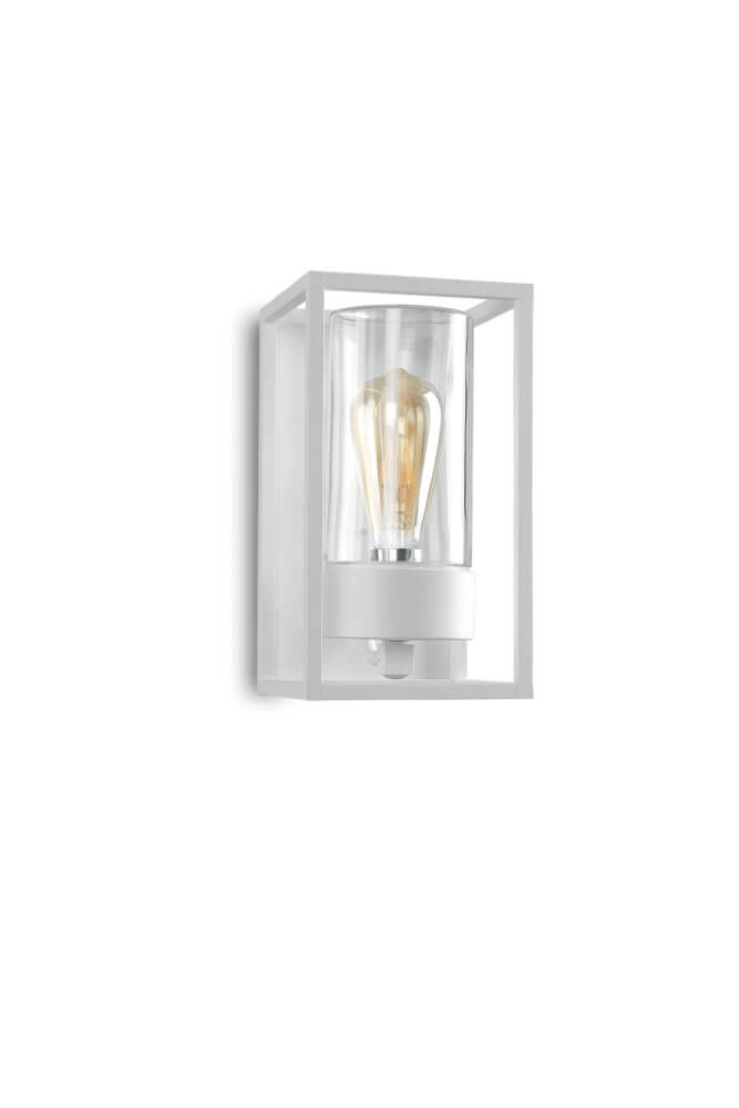 Witte buitenlamp Cubic3 transparant glas