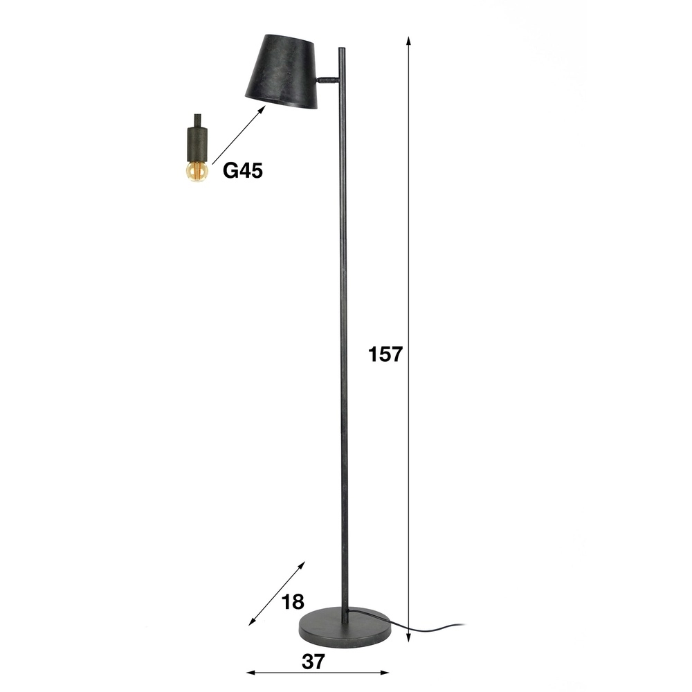 Metalen vloerlamp Flex 157cm - charcoal Lyora 8716803512474